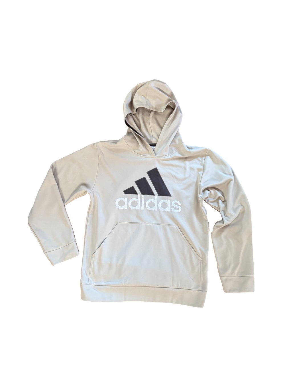 adidas Kids Light Grey Hoodie with Black and White Logo Youth L 14/16